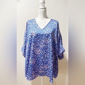 Adrienne Sofie top, excellent used condition, blue and pink in color, size Large